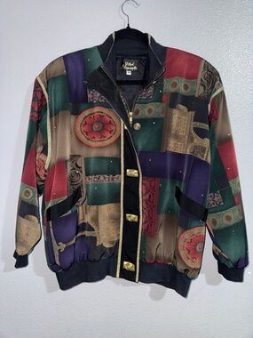 Vintage Vital Elements New York Bomber Jacket in Multi-Color